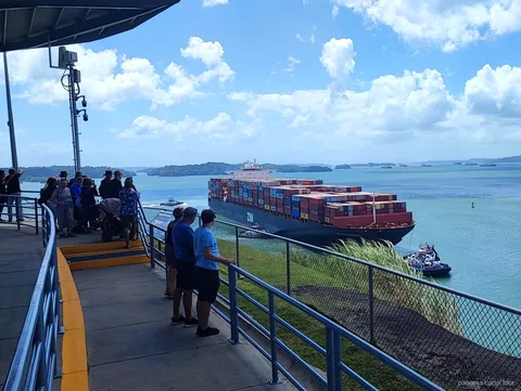 Historic Gatun Locks chamber on the original Panama Canal route