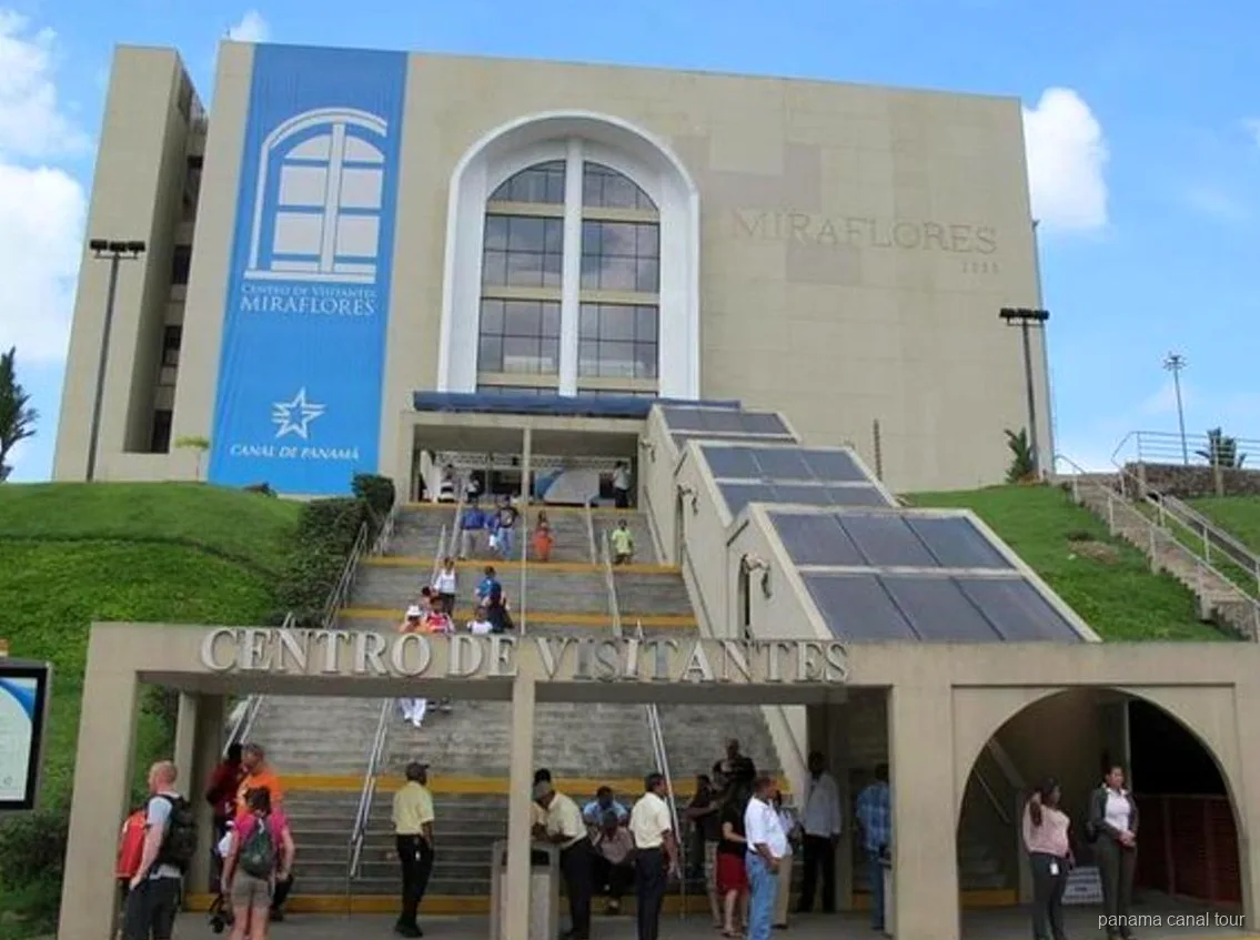 Miraflores Visitor Center observation deck overlooking the Panama Canal locks