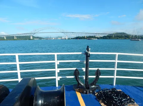 View of the Gaillard Cut from a Panama Canal boat tour