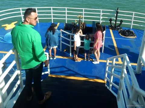 Buffet lunch served on board during a Panama Canal boat tour
